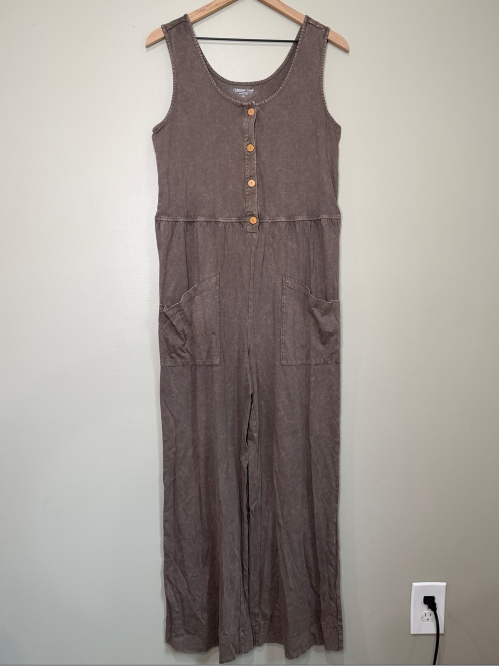 Coldwater Creek Sleeveless Button-Front Jumpsuit in Dusty Brown XS